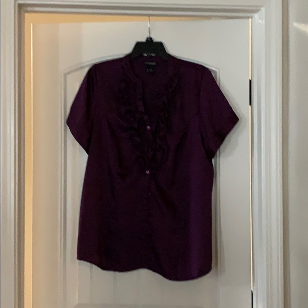 Purple button down blouse 100% polyester
